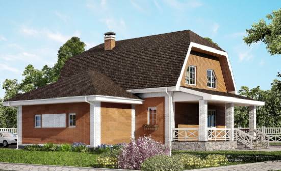 160-006-П Проект двухэтажного дома мансардой и гаражом, простой дом из теплоблока Кизляр | Проекты домов от House Expert