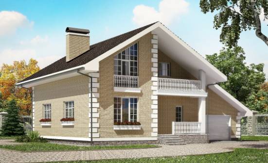 190-005-П Проект двухэтажного дома мансардой и гаражом, современный загородный дом из газобетона Буйнакск | Проекты домов от House Expert