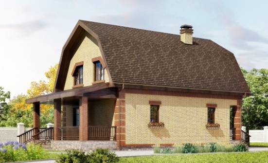 130-005-Л Проект двухэтажного дома мансардный этаж, доступный домик из арболита Буйнакск | Проекты домов от House Expert