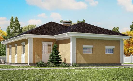 130-002-Л Проект одноэтажного дома, гараж, скромный загородный дом из поризованных блоков Кизилюрт | Проекты домов от House Expert