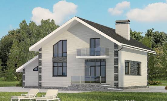 180-001-П Проект двухэтажного дома с мансардным этажом, гараж, современный дом из арболита Кизляр | Проекты домов от House Expert