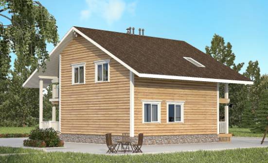 130-001-П Проект двухэтажного дома с мансардой, бюджетный загородный дом из бревен Буйнакск | Проекты домов от House Expert