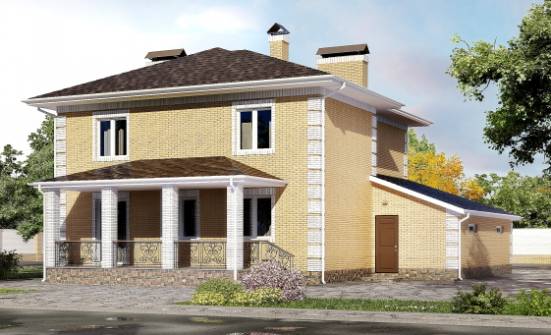 220-006-Л Проект двухэтажного дома и гаражом, уютный домик из бризолита Махачкала | Проекты домов от House Expert