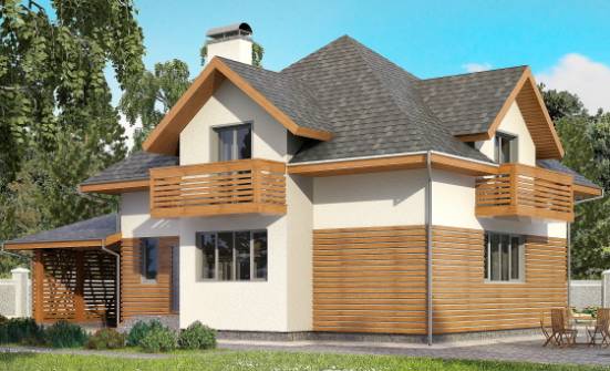 155-004-П Проект двухэтажного дома мансардный этаж и гаражом, экономичный домик из твинблока Каспийск | Проекты домов от House Expert