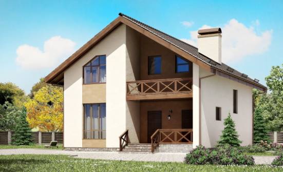 170-002-П Проект двухэтажного дома с мансардой, скромный коттедж из твинблока Каспийск | Проекты домов от House Expert