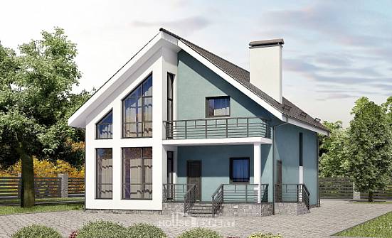 170-006-П Проект двухэтажного дома с мансардой, экономичный домик из газобетона Дербент | Проекты домов от House Expert