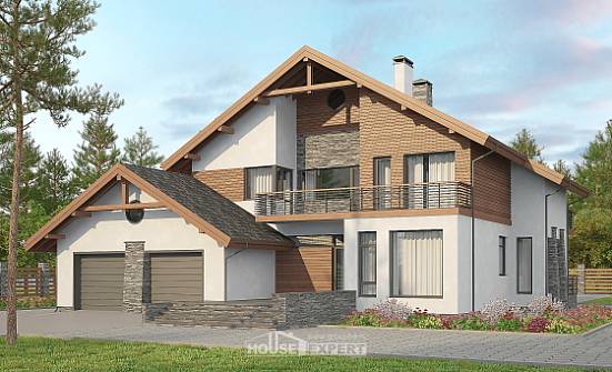 270-003-Л Проект двухэтажного дома мансардой и гаражом, огромный домик из бризолита Избербаш | Проекты домов от House Expert