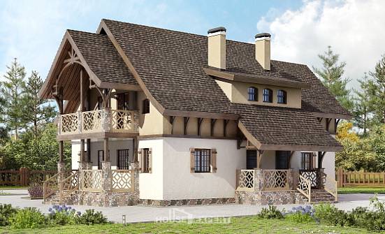 180-014-Л Проект двухэтажного дома с мансардой, доступный коттедж из твинблока Хасавюрт | Проекты домов от House Expert