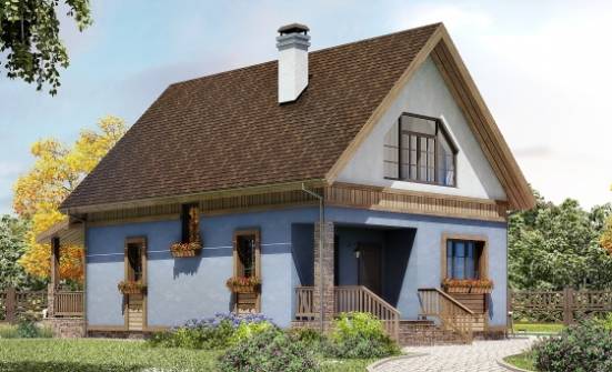 130-003-Л Проект двухэтажного дома с мансардным этажом, уютный домик из бризолита Каспийск | Проекты домов от House Expert