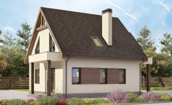 120-005-Л Проект двухэтажного дома мансардный этаж и гаражом, небольшой загородный дом из арболита Кизляр | Проекты домов от House Expert