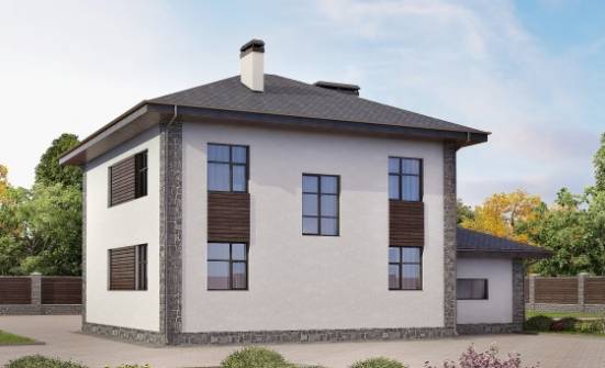 185-004-Л Проект двухэтажного дома и гаражом, современный домик из бризолита Кизилюрт | Проекты домов от House Expert