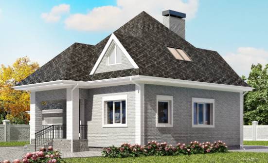 135-001-Л Проект двухэтажного дома с мансардой и гаражом, бюджетный домик из кирпича Избербаш | Проекты домов от House Expert