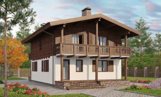 150-016-Л Проект двухэтажного дома мансардный этаж, простой коттедж из бризолита Каспийск | Проекты домов от House Expert
