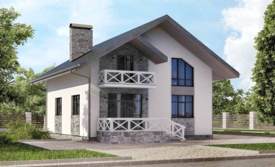 155-001-Л Проект двухэтажного дома с мансардой и гаражом, красивый домик из теплоблока Кизилюрт | Проекты домов от House Expert