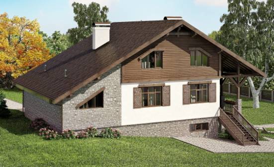300-003-П Проект трехэтажного дома с мансардой, гараж, огромный домик из кирпича Хасавюрт | Проекты домов от House Expert