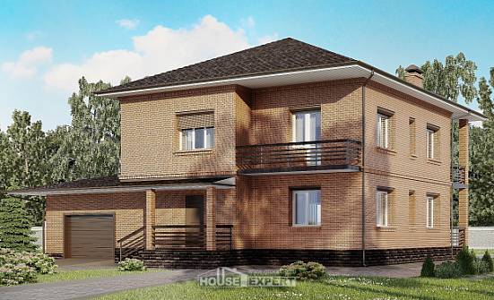 245-003-Л Проект двухэтажного дома, гараж, просторный коттедж из кирпича Дербент | Проекты домов от House Expert