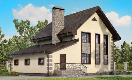 160-004-П Проект двухэтажного дома и гаражом, бюджетный загородный дом из газобетона Кизилюрт | Проекты домов от House Expert