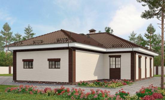 160-015-П Проект одноэтажного дома и гаражом, небольшой дом из бризолита Кизляр | Проекты одноэтажных домов от House Expert