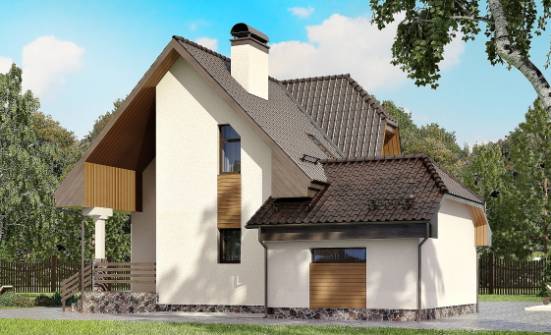 150-001-Л Проект двухэтажного дома мансардой, гараж, современный коттедж из поризованных блоков Буйнакск | Проекты домов от House Expert