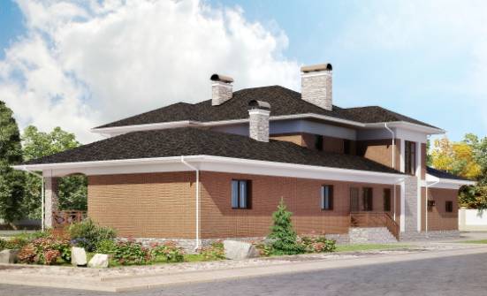 520-002-Л Проект трехэтажного дома и гаражом, классический домик из бризолита Хасавюрт | Проекты домов от House Expert