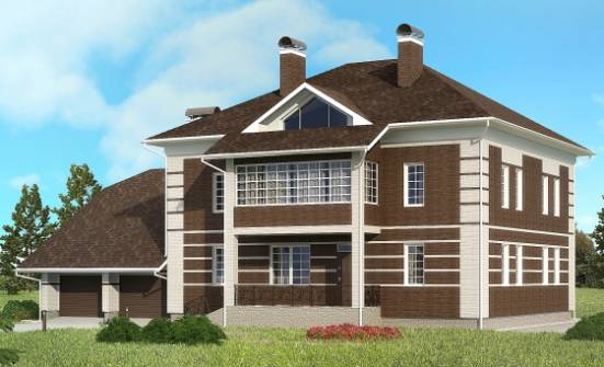 505-002-Л Проект трехэтажного дома и гаражом, просторный домик из кирпича Дербент | Проекты домов от House Expert