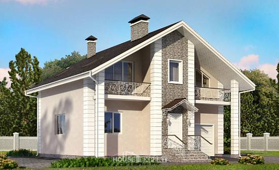 150-002-П Проект двухэтажного дома мансардный этаж, гараж, уютный загородный дом из пеноблока Каспийск | Проекты домов от House Expert