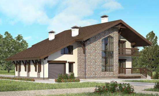 280-001-П Проект двухэтажного дома с мансардой, гараж, большой загородный дом из кирпича Буйнакск | Проекты домов от House Expert