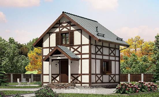 060-002-П Проект двухэтажного дома с мансардой, красивый коттедж из бревен Хасавюрт | Проекты домов от House Expert