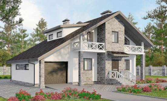 180-017-Л Проект двухэтажного дома мансардой, гараж, красивый домик из газобетона Кизляр | Проекты домов от House Expert