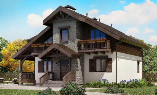 150-004-Л Проект двухэтажного дома с мансардным этажом, красивый дом из пеноблока Махачкала | Проекты домов от House Expert