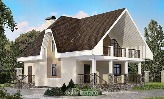 125-001-Л Проект двухэтажного дома с мансардой, уютный домик из теплоблока Избербаш | Проекты домов от House Expert