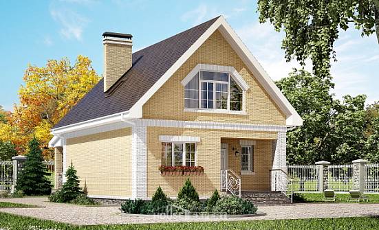 130-004-П Проект двухэтажного дома мансардой, бюджетный загородный дом из газобетона Буйнакск | Проекты домов от House Expert