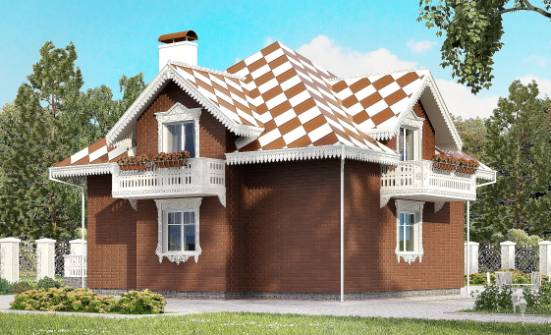 155-003-Л Проект двухэтажного дома с мансардой и гаражом, компактный дом из теплоблока Кизилюрт | Проекты домов от House Expert
