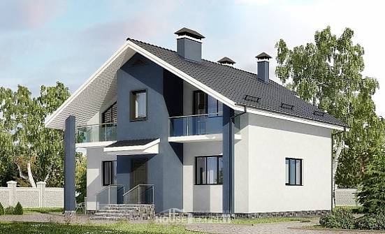 150-005-П Проект двухэтажного дома мансардой, экономичный дом из теплоблока Кизляр | Проекты домов от House Expert