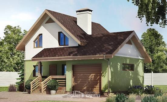 120-002-П Проект двухэтажного дома с мансардой и гаражом, классический дом из пеноблока Хасавюрт | Проекты домов от House Expert