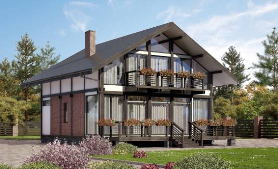 170-007-П Проект двухэтажного дома с мансардным этажом, бюджетный загородный дом из дерева Кизилюрт | Проекты домов от House Expert