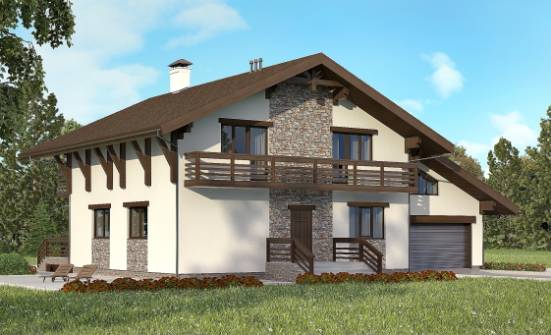 280-001-П Проект двухэтажного дома с мансардой, гараж, большой загородный дом из кирпича Буйнакск | Проекты домов от House Expert