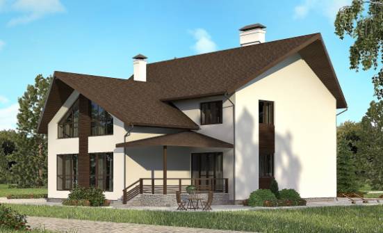 300-002-П Проект двухэтажного дома с мансардой, гараж, уютный домик из газобетона Избербаш | Проекты домов от House Expert