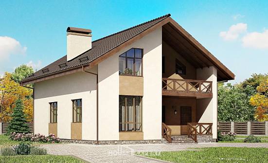 170-002-П Проект двухэтажного дома с мансардой, скромный коттедж из твинблока Каспийск | Проекты домов от House Expert