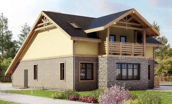 180-011-П Проект двухэтажного дома мансардой, гараж, небольшой дом из пеноблока Кизилюрт | Проекты домов от House Expert