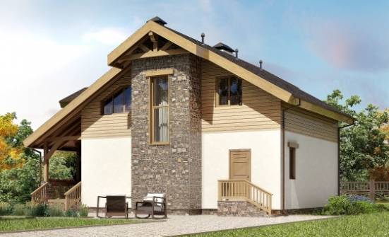 150-004-П Проект двухэтажного дома с мансардным этажом, уютный загородный дом из газобетона Кизилюрт | Проекты домов от House Expert