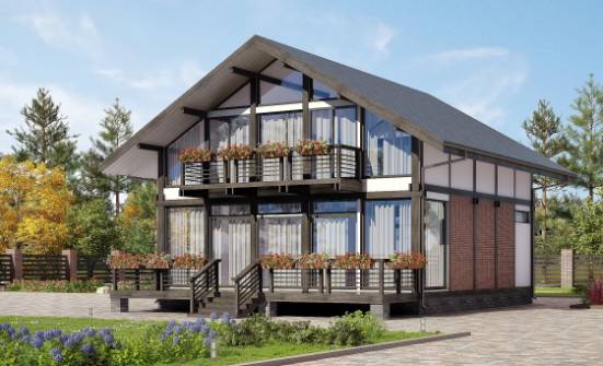 170-007-П Проект двухэтажного дома с мансардным этажом, бюджетный загородный дом из дерева Кизилюрт | Проекты домов от House Expert