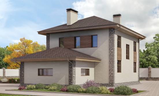 185-004-П Проект двухэтажного дома и гаражом, простой дом из твинблока Махачкала | Проекты домов от House Expert