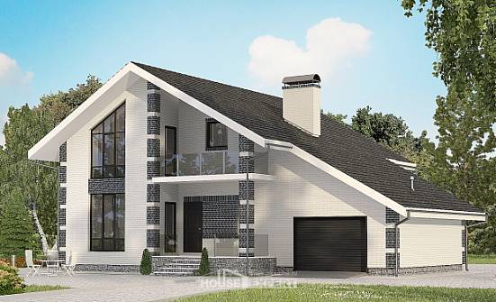 180-001-П Проект двухэтажного дома с мансардным этажом, гараж, современный дом из арболита Кизляр | Проекты домов от House Expert