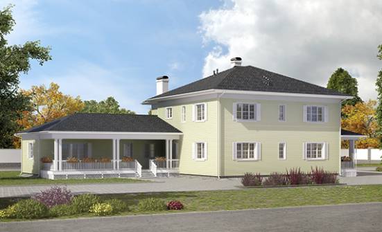 410-002-Л Проект двухэтажного дома, гараж, красивый коттедж из пеноблока Кизляр | Проекты домов от House Expert