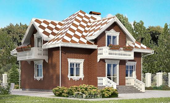 155-003-Л Проект двухэтажного дома с мансардой и гаражом, компактный дом из теплоблока Кизилюрт | Проекты домов от House Expert
