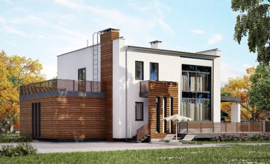 220-003-П Проект двухэтажного дома и гаражом, классический домик из арболита Дербент | Проекты домов от House Expert