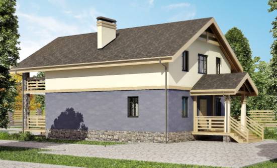 160-010-П Проект двухэтажного дома с мансардой, экономичный коттедж из газосиликатных блоков Махачкала | Проекты домов от House Expert
