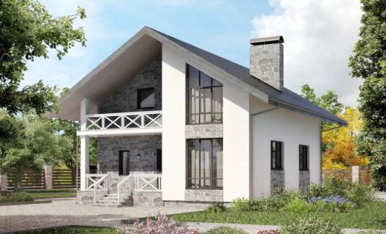 155-001-Л Проект двухэтажного дома с мансардой и гаражом, красивый домик из теплоблока Кизилюрт | Проекты домов от House Expert