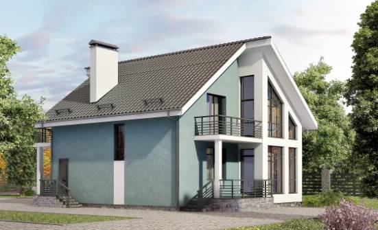 170-006-П Проект двухэтажного дома с мансардой, экономичный домик из газобетона Дербент | Проекты домов от House Expert